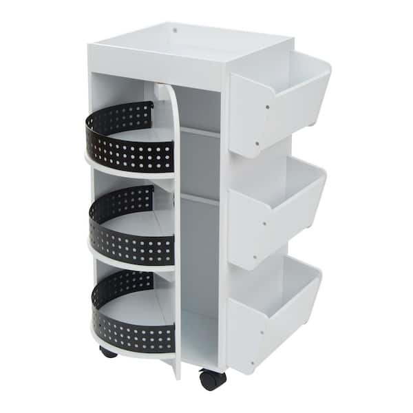 Studio Designs 21.75 in. W x 14.25 in. D x 34.5 in. H Swivel 3-Shelf PB  Utility Craft Mobile Cart 4-Wheeled in White 10220 - The Home Depot