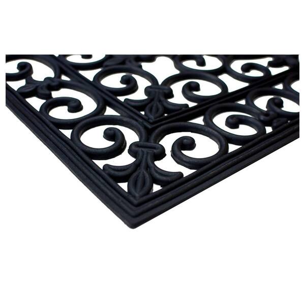 Black 41 in. x 17 in. Rubber Outdoor Door Mat