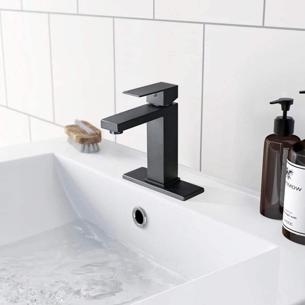 1-Piece Handle Single Hole Bath Hardware Set Sink Faucet with Mounting Hard