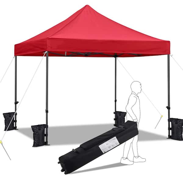 10 ft. x 10 ft. Heavy Duty Commercial Instant Pop-up Canopy Tent, Waterproof, 3-Level Adjustable Height