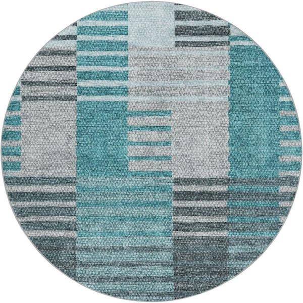 Dream Shag Premium Machine Washable Abstract ADS687 Purple 8 ft. x 8 ft. Round Rug