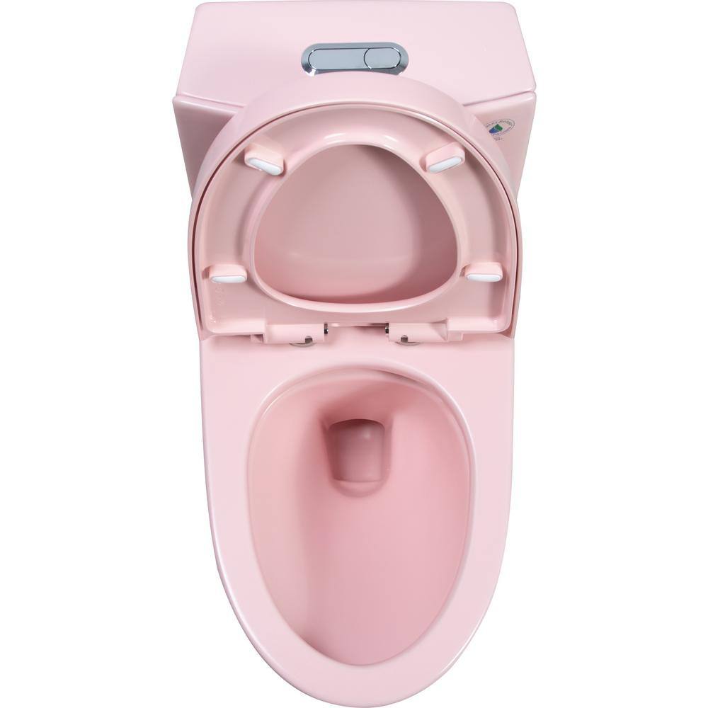 Pink Elongated Free Standing Dual Flush Toilet with Seat