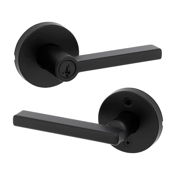 Kwikset Halifax Matte Black Keyed Storeroom Round Door Handle UL