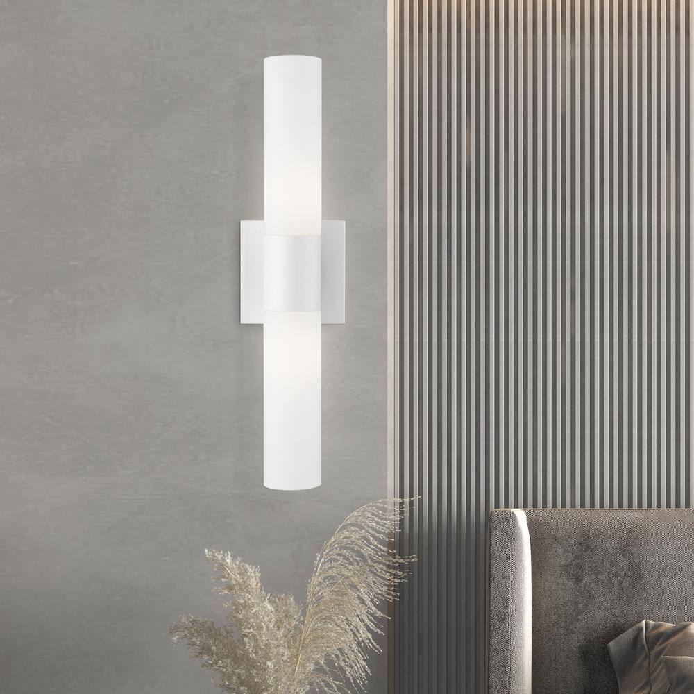 Textured White 2-Light Chrome Vanity Sconce