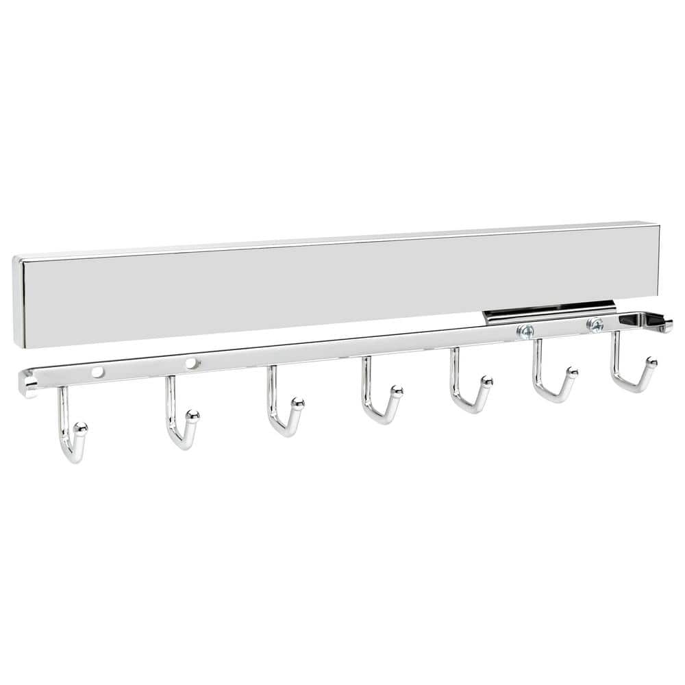 Chrome 14'' Sliding Belt and Accessory Rack with 7 Hooks