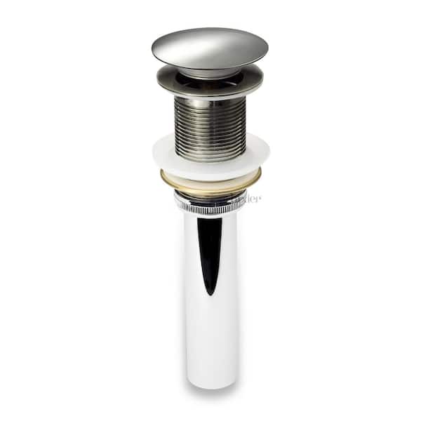 LUXIER 1-5/8 in. Brass Bathroom and Vessel Sink Push Pop-Up Drain Stopper with No Overflow in Brushed Nickel