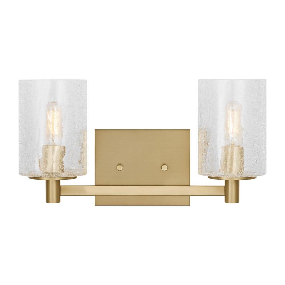 Parker 14.25 in. W 2-Light Satin Bronze Bathroom Vanity Light with Clear Crackle Glass Shades and LED Bulbs Included price history on PriceWatchPro