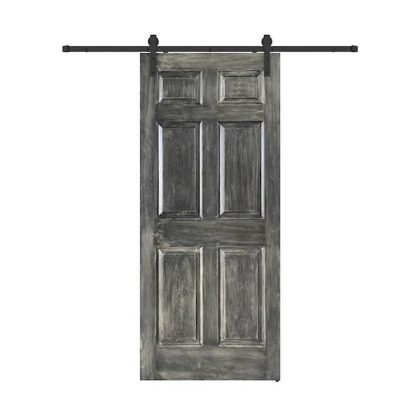 Dessliy 36 in. x 80 in. Ebony Interior Sliding Barn Door with Hardware Kit