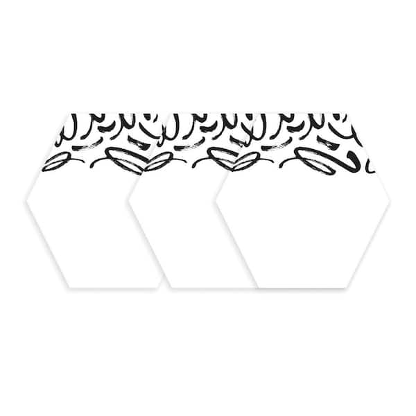 RoomMates Black and White Doodle Dry Erase Hexagon Wall Decals