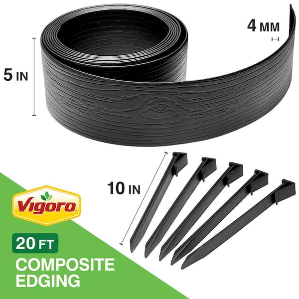Vigoro 20 ft. Black Composite Edging with Stakes 55420 - The Home