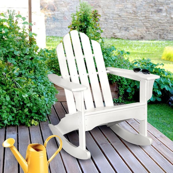 Hanover White All-Weather Adirondack Rocking Patio Chair