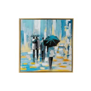 39 in. x 39 in. Blue Canvas Contemporary Wall Art