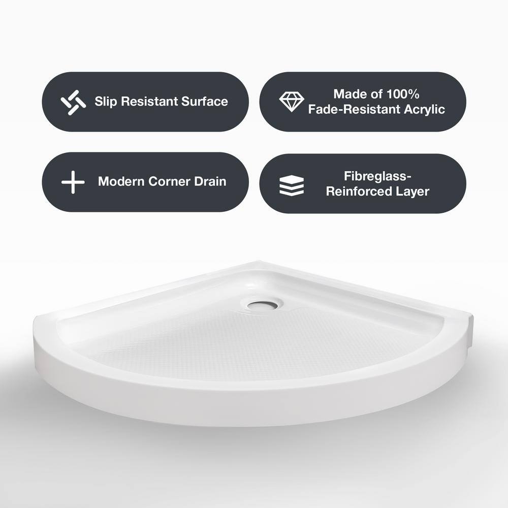 Breeze 34" Frosted Glass Round Corner Shower Kit with Nickel Hardware
