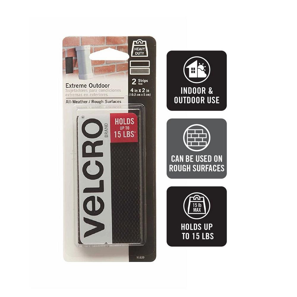 VELCRO Brand Industrial Strength Fasteners, Professional Grade Heavy Duty  4inx2in Strips Black 4 Ct.