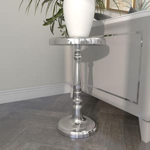 13 in. Silver Small Large Round Aluminum End Accent Table