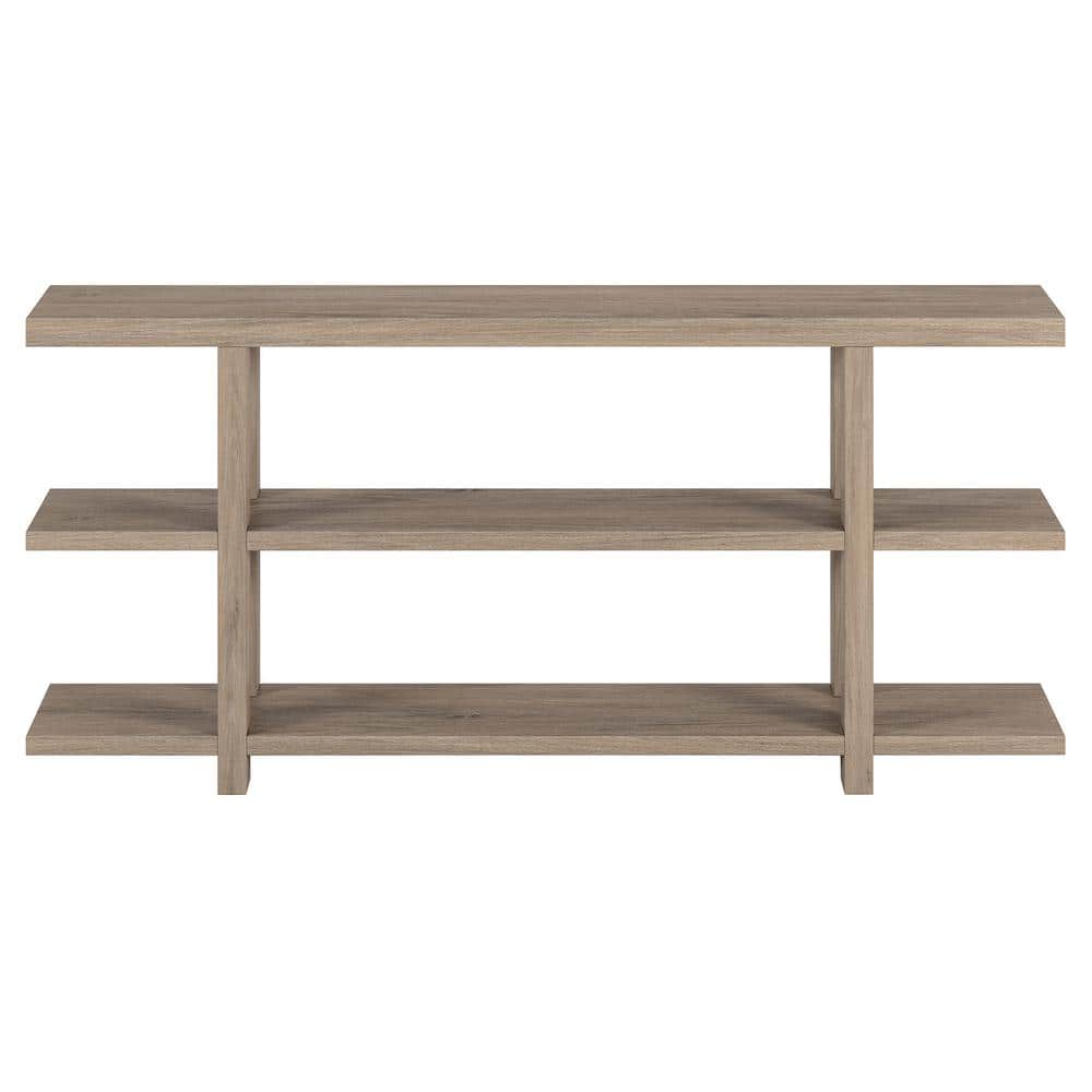 Acosta 64" Antiqued Gray Oak Console Table with Storage