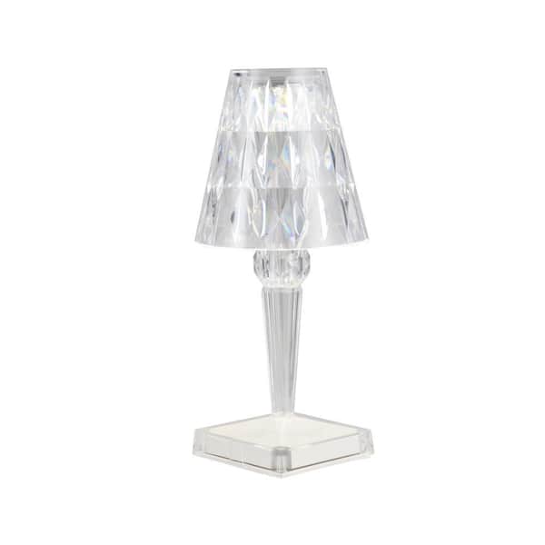 10.25 in. ambient elegant acrylic crystal-cut Rechargeable Table Lamps with Crystal Cut Shades