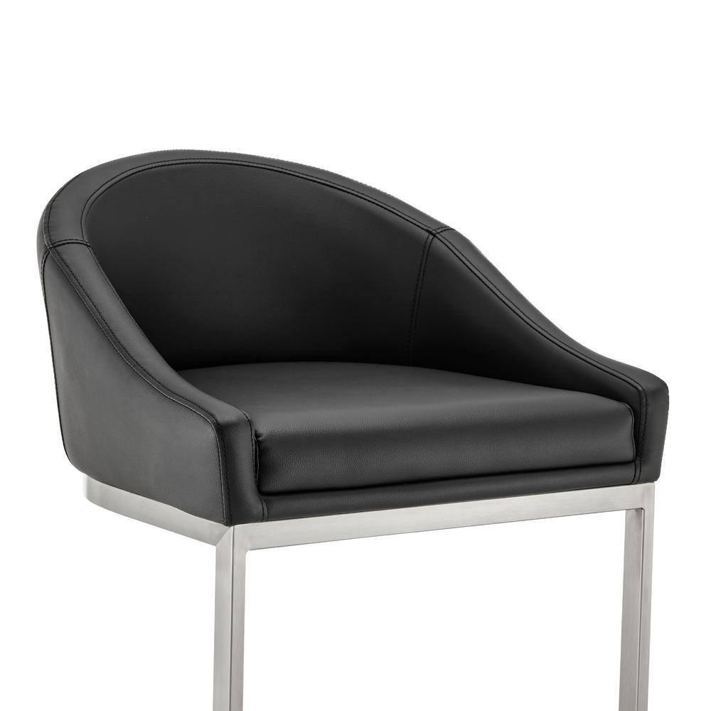 Katherine 30" Black Faux Leather and Chrome Bar Stool