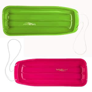 48 in. 1-Person Pink Plastic Sled and 2-Person Green Plastic Sled (2-Pack)