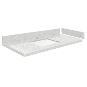 Silestone 37.25 in. W x 22.25 in. D Qt. White Rectangular Single Sink Vanity Top in Stellar Snow