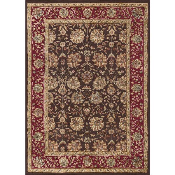 Tayse Rugs Elegance Floral Brown 9 ft. x 13 ft. Indoor Area Rug