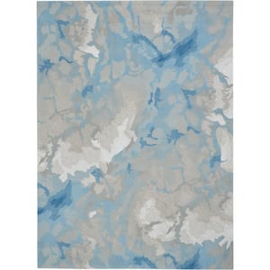 Symmetry Light Blue/Ivory 9 ft. x 12 ft. Abstract Contemporary Area Rug