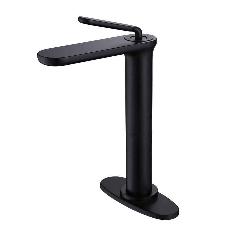 Matte Black Tall Single Handle Brass Vessel Sink Faucet