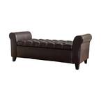 Noble House Dark Gray Tufted Fabric Armed Storage Bench-10937 - The ...