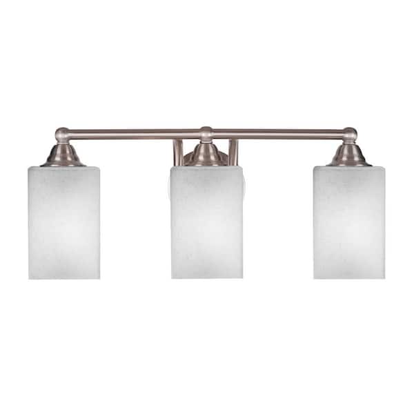 Madison 6.75 in. 3-Light Bath Bar, Brushed Nickel, Square White Muslin Glass Vanity Light