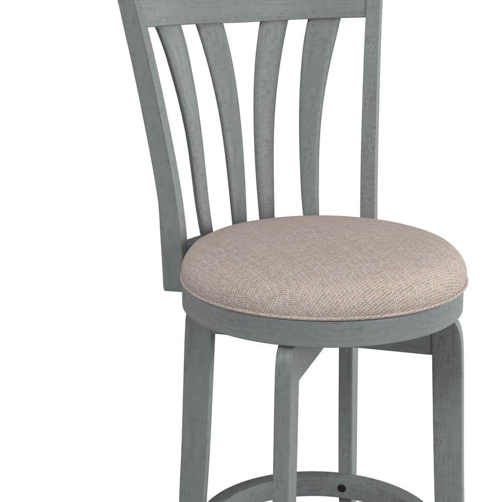 37" Blue Wire Brush Swivel Wood Counter Stool