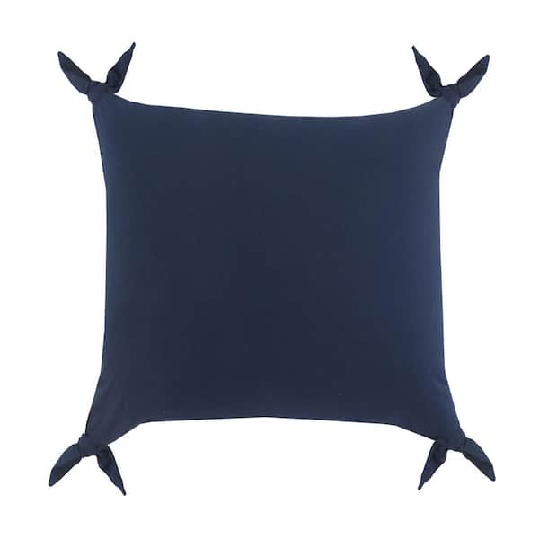 Unbranded Get Knotty Blue Solid Corner Tie Soft Poly- Fill 20 in. x 20 in. Indoor Throw Pillow