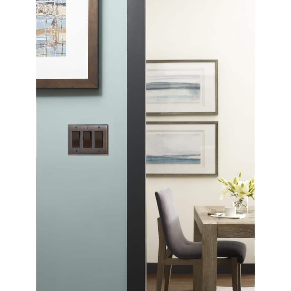 Oil Rubbed Bronze Triple Rocker Switch Wall Plate