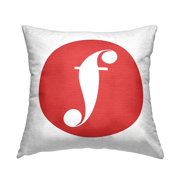 Stupell Industries Red Initial F Square Outdoor Throw Pillow