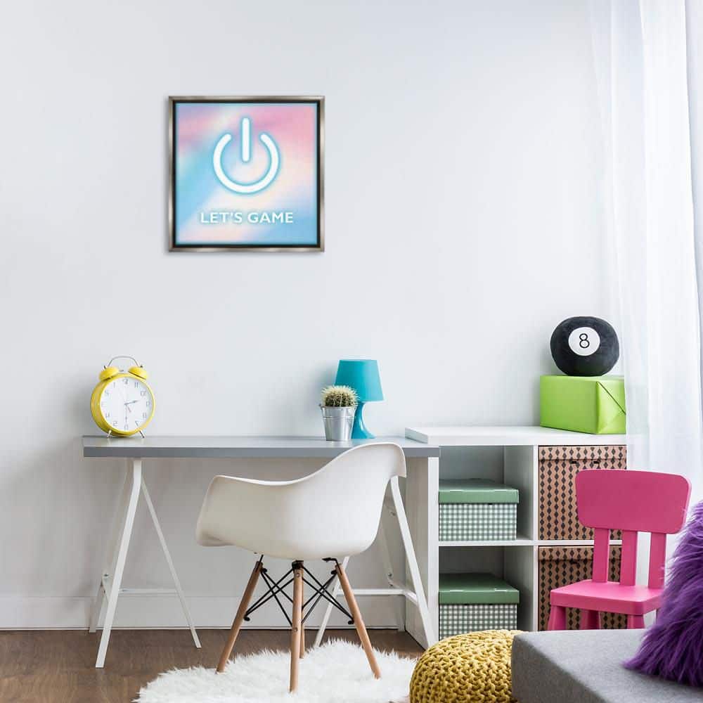 Pastel Let's Game Power Symbol by Yass Naffas Designs Gray Floater Frame Typography Graphic Art Print 18 in. x 18 in. price history on PriceWatchPro