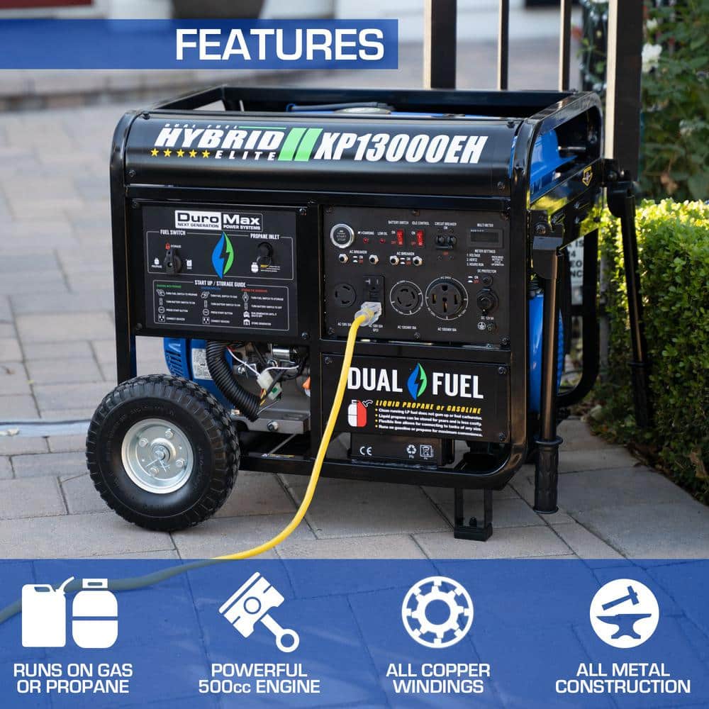 DuroMax 13,000 Watt Dual Fuel Portable Generator with Electric Start