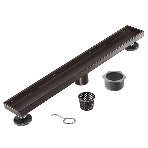 Elegante Drain Collection 24 in. Linear Stainless Steel Shower Drain with Tile Insert in Venetian Bronze