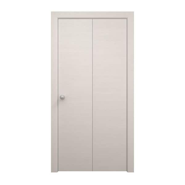 64 in. x 80 in. Painted White Oak Solid Wood Bi-Fold Doors with Hardware