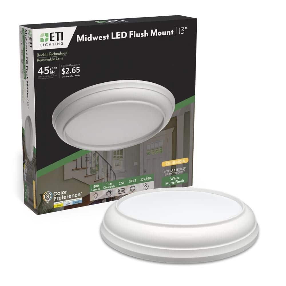 MIDWEST 13 in. Classic White Round LED Flush Mount Ceiling Light 1800LM 22W Adjustable CCT Dimmable Backlit Technology price history on PriceWatchPro