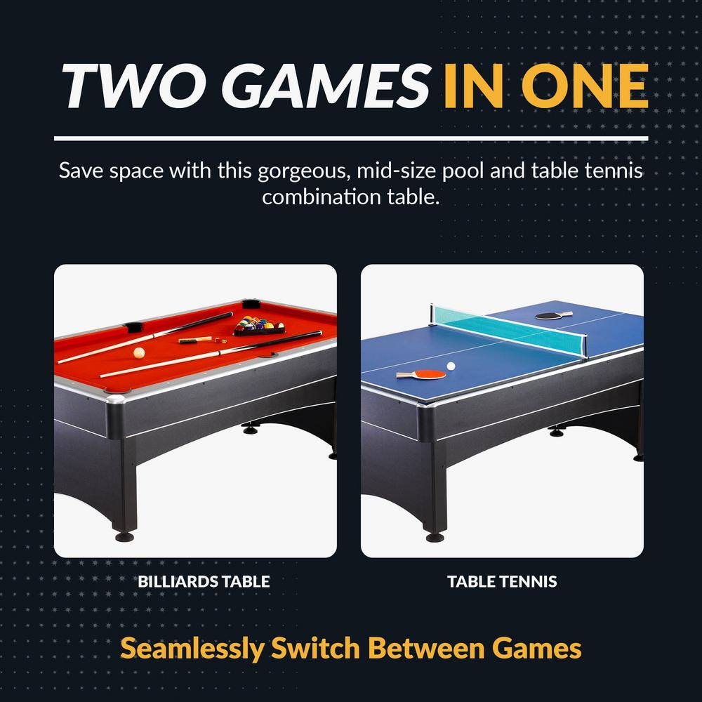 Hathaway 7-ft Black and Red Pool Table with Table Tennis Top