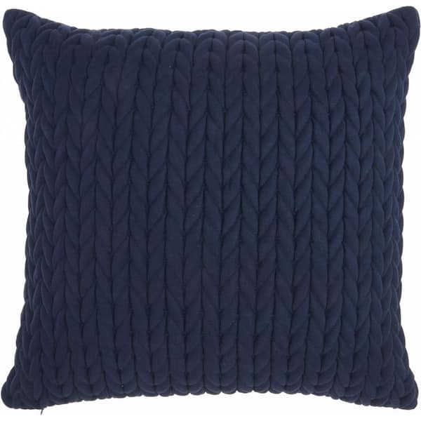 HomeRoots Jordan Navy Geometric Polyester 18 in. X 18 in. Throw Pillow