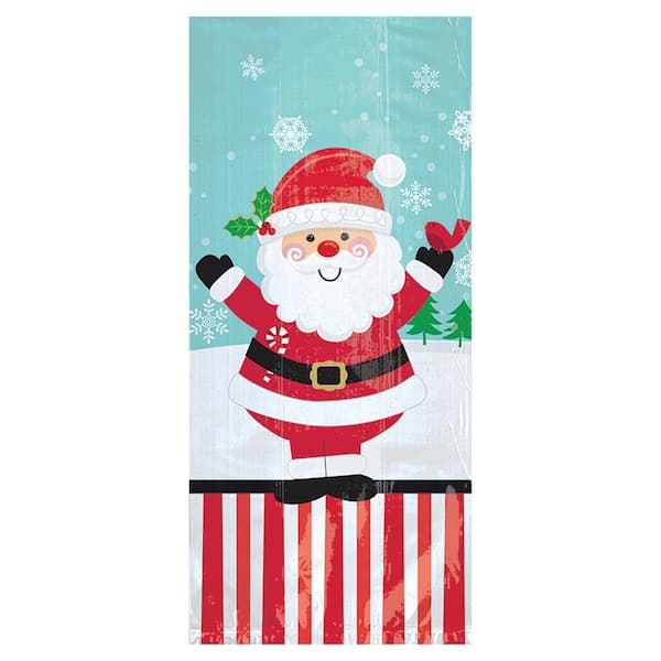 Amscan 11.5 in. x 5 in. x 3.25 in. Christmas Jolly Santa Cello Large Party Bag (20-Count 5-Pack)