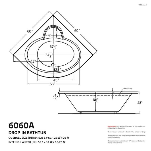 Jasper Diamond 5 ft. Acrylic Corner Drop-in Air and Whirlpool Bathtub in White Jasper Diamond 5 ft. Acrylic Corner Drop-in Air and Whirlpool Bathtub in White