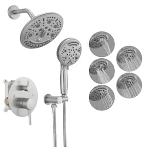 Single Handle 1-Spray Rain Shower Faucet Set 1.8 GPM with High Pressure Rain Shower Head Brushed Nickel (Valve Included)