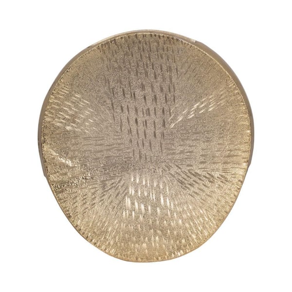 Liv & Skye 12 in. Gold Metal Etched Oval Decorative Vase
