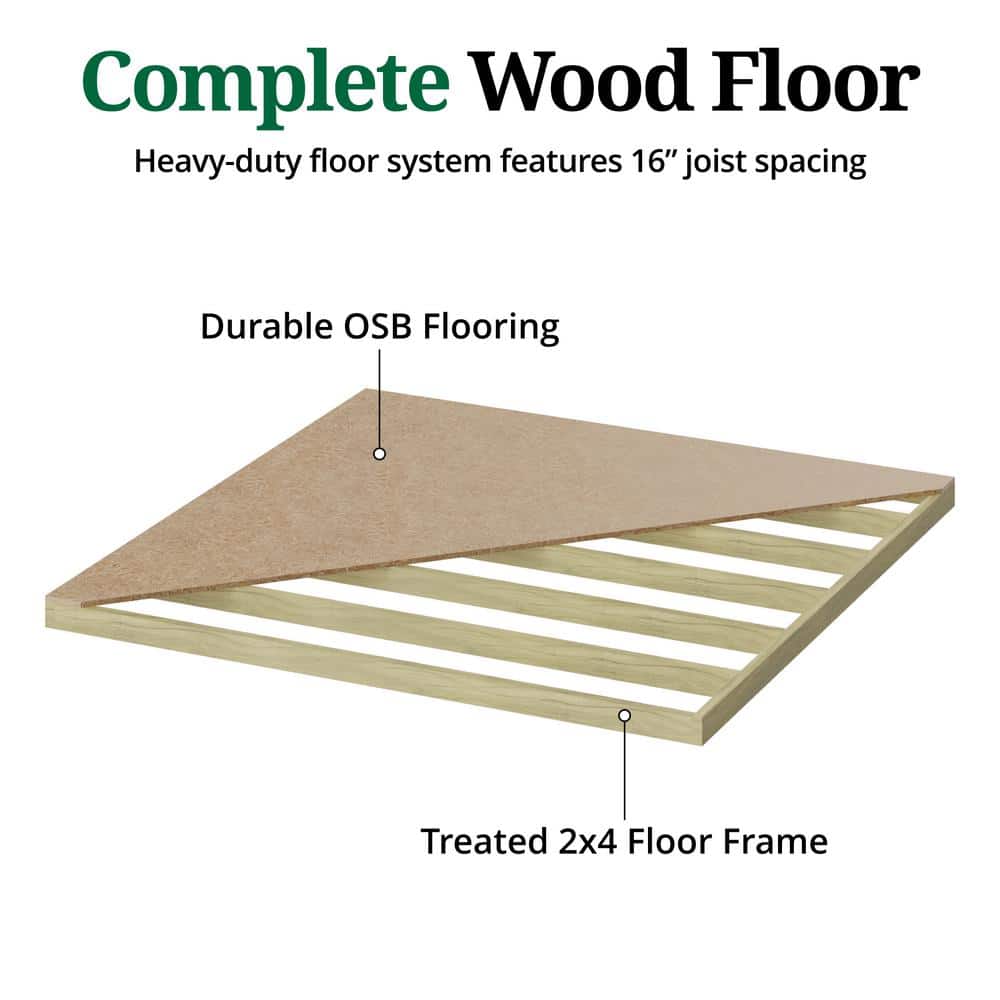 8x8 Gray Wooden Gable Shed Kit with Floor