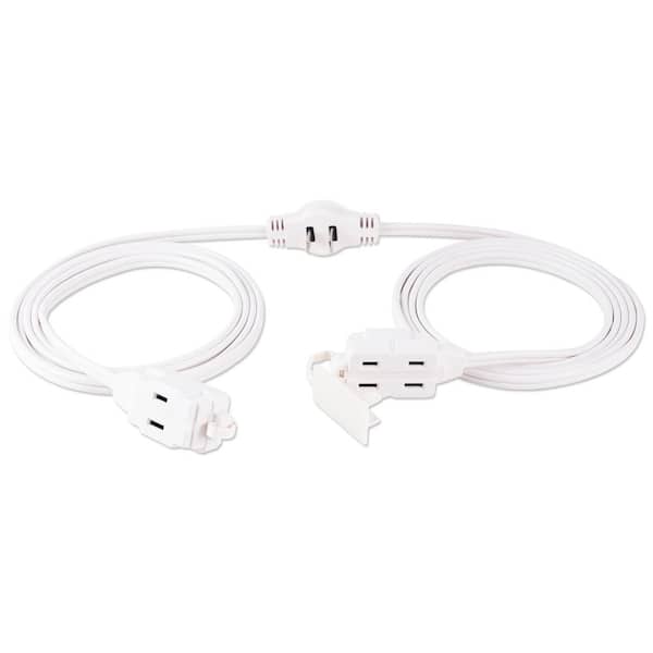 GE 12 ft. 16/3 AWG 6-Outlet Polarized Sofa Extension Cord, White