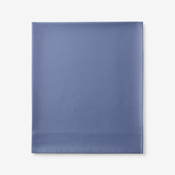 The Company Store Legends Hotel Supima Cotton Wrinkle-Free Extra Deep Blue Dusk Sateen Oversized Queen Flat Sheet