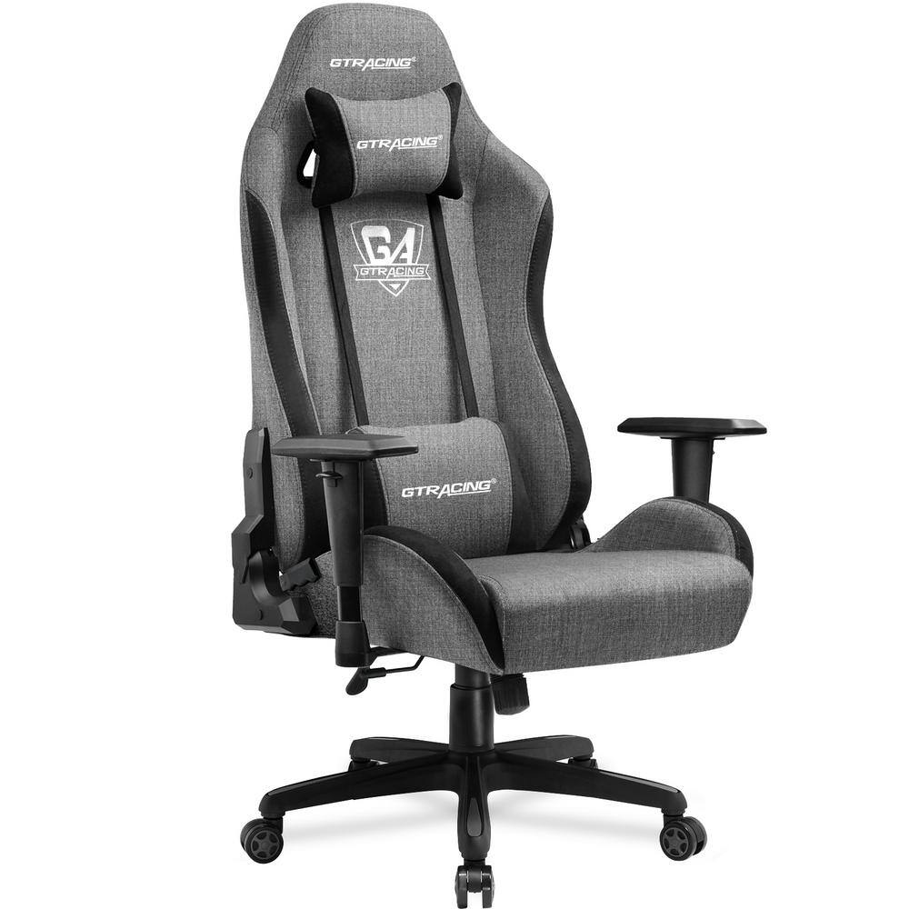 Gray Gaming Chair, High Back Ergonomic Reclining Swivel Fabric Chair