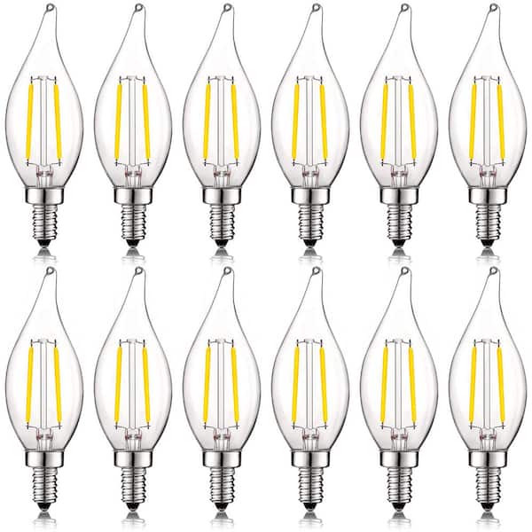 LUXRITE 40-Watt Equivalent CA11 Dimmable LED Light Bulbs UL Listed 4000K Cool White (12-Pack)