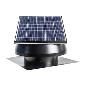 14 In. Round, 1280 CFM Black Steel Solar Powered Roof Mount Attic Exhaust Fan with Adjustable Mounted 50W Solar Panel